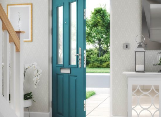 peacock blue panelled front door internal door & frame painting sg